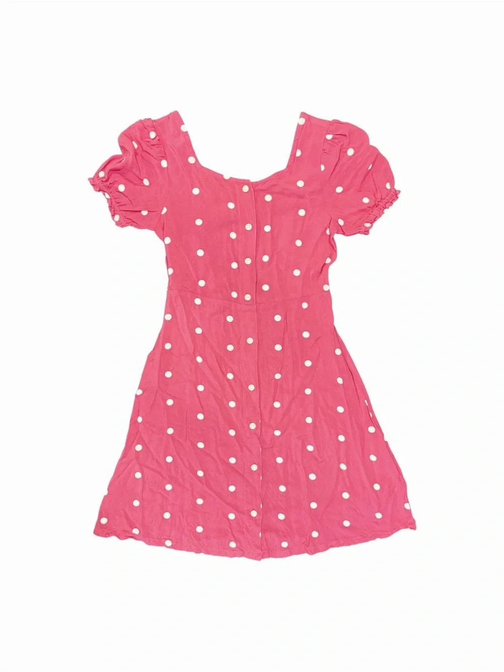 Old Navy | Girls Pink and White Polka Dot Button-Front Mini Dress, Medium (8)